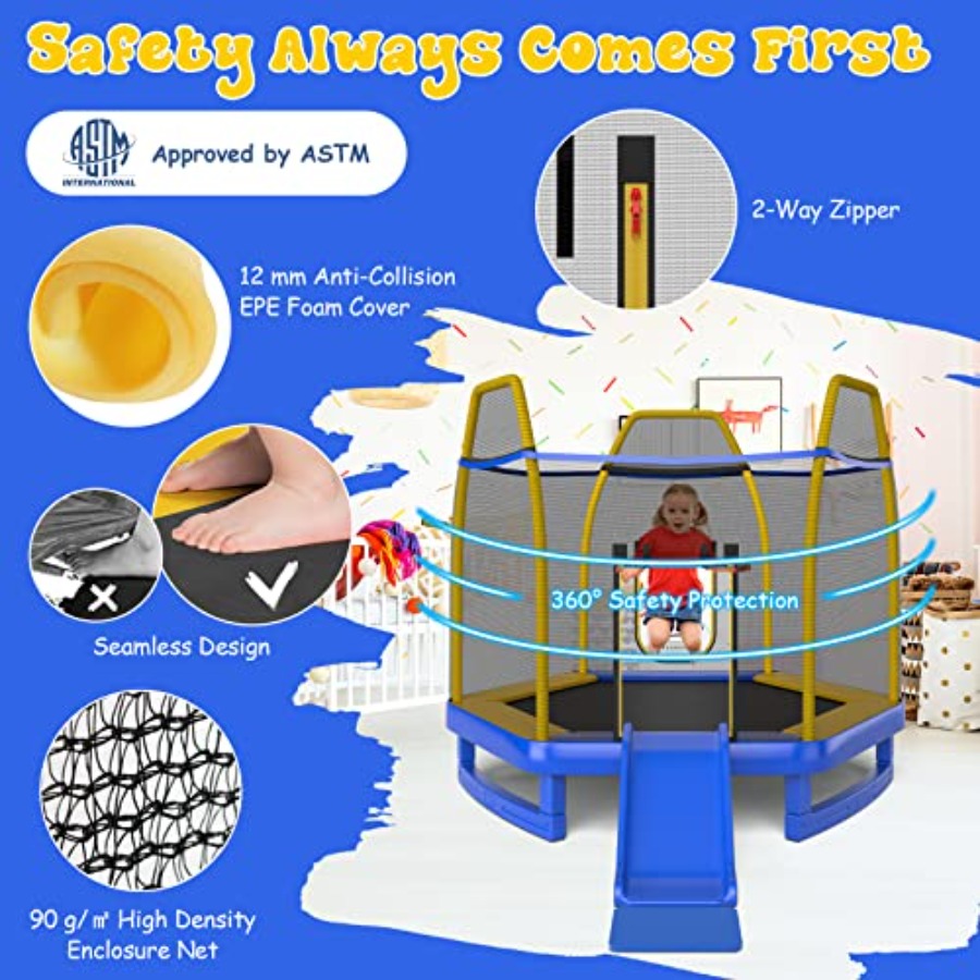 7 FT Trampoline With Ladder Sl - Trampoline Spring Cover ulasan dan harga
